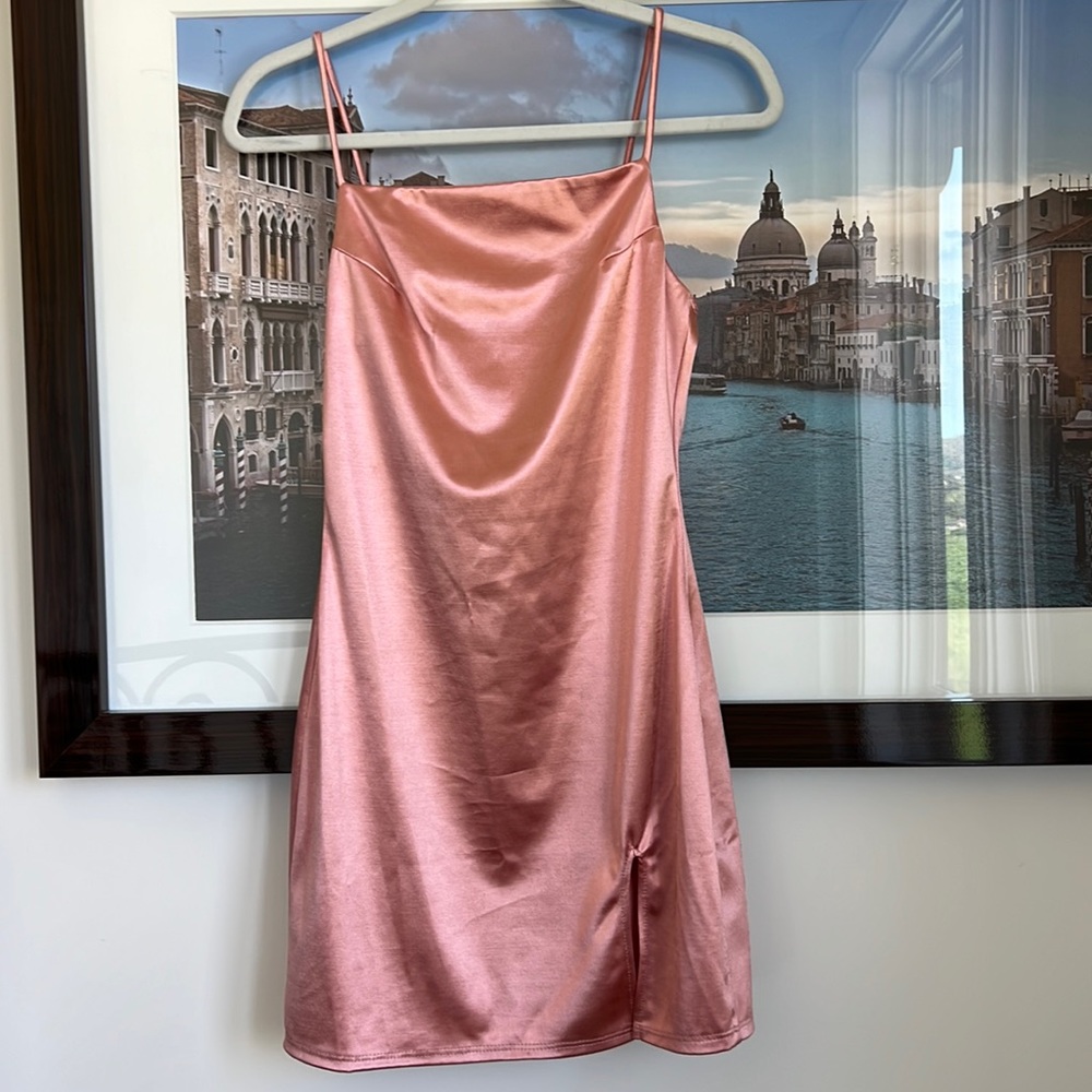 Salmon color silk women’s dress